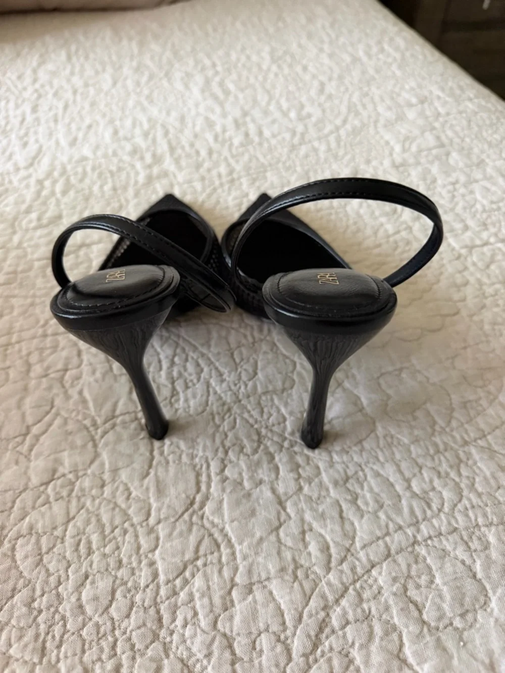 Zara Black Pointed Slingback Mesh Heel - NEW NEVER WORN - Size 8 - Picture 11 of 15